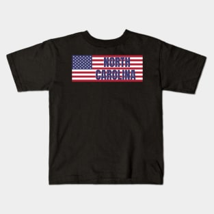 North Carolina State in American Flag Kids T-Shirt